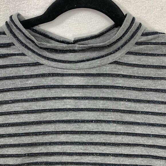 Wild Fable Women's Top Size Large Long Sleeve Gray & Blue Stripe Color Crew Neck - Picture 2 of 7